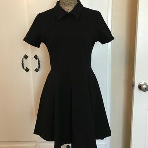 Black collared short sleeve dress